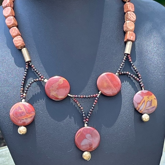 Mookaite Jasper Handmade Statement Necklace - Picture 4 of 8